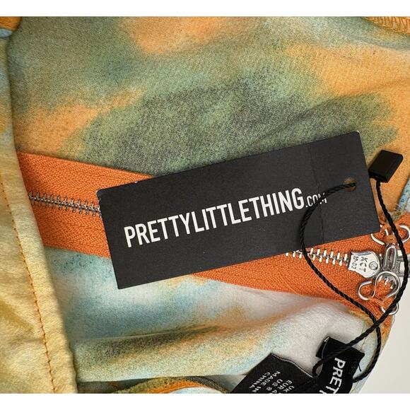 Pretty Little Thing Women’s Orange Tie Dye Structured Corset Top Size 8 Bustier - Picture 8 of 10